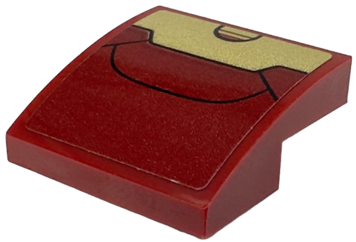 Slope, Curved 2 x 2 x 2/3 with Gold Armor Plate and Black Curved Lines Pattern (Sticker) - Set 76247