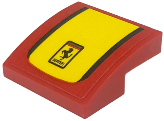 Slope, Curved 2 x 2 x 2/3 with Ferrari Logo and Black and Yellow Stripes Pattern (Sticker) - Set 76914