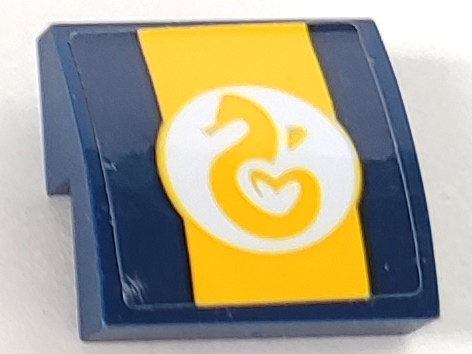 Slope, Curved 2 x 2 x 2/3 with Seahorse in White Circle on Yellow Stripe Pattern (Sticker) - Set 41381