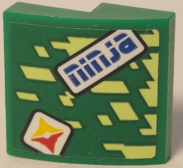 Slope, Curved 2 x 2 x 2/3 with Blue 'ninja', Red and Yellow Shuriken Throwing Star and Yellowish Green Diamonds Pattern Model Right Side (Sticker) - Set 71709