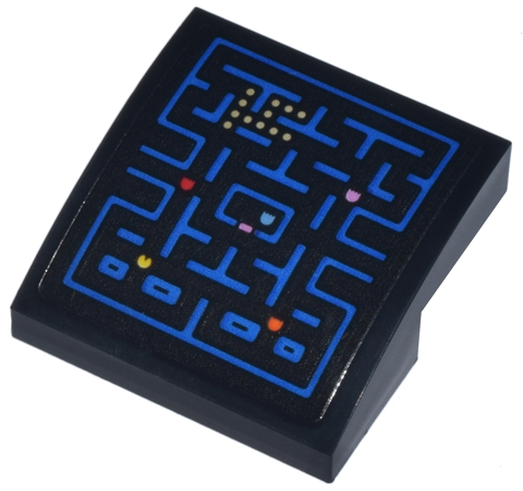Slope, Curved 2 x 2 x 2/3 with Blue PAC-MAN Video Game Screen (Maze) with Ghosts Pattern (Sticker) - Set 10323