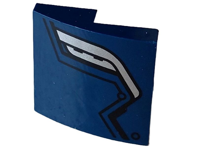 Slope, Curved 2 x 2 x 2/3 with Silver Wing and Black Lines Pattern Model Right Side