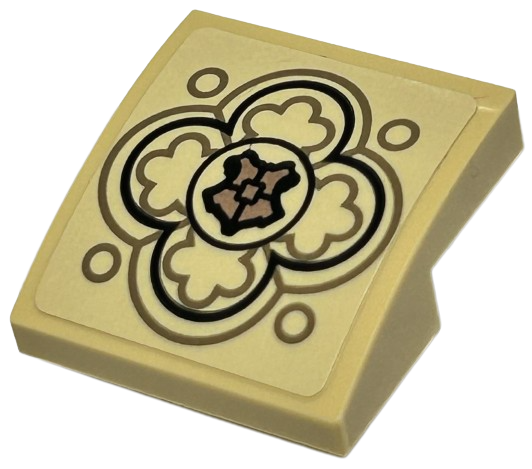 Slope, Curved 2 x 2 x 2/3 with Dark Tan and Black Ornate with Copper Shield Pattern (Sticker) - Set 76415