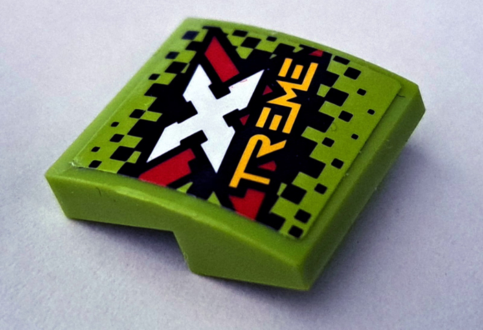 Slope, Curved 2 x 2 x 2/3 with Xtreme Logo on Black and Lime Checkered Background Pattern (Sticker) - Set 60254