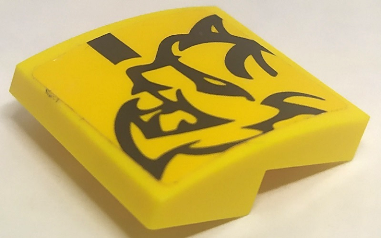 Slope, Curved 2 x 2 x 2/3 with Black Stripe and Dodge Demon Face with Fangs and Horns Pattern Model Left Side (Sticker) - Set 75893