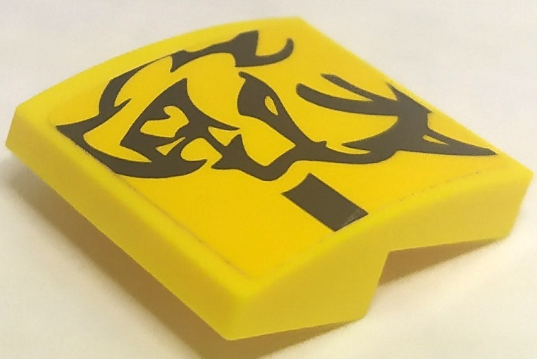 Slope, Curved 2 x 2 x 2/3 with Black Stripe and Dodge Demon Face with Fangs and Horns Pattern Model Right Side (Sticker) - Set 75893