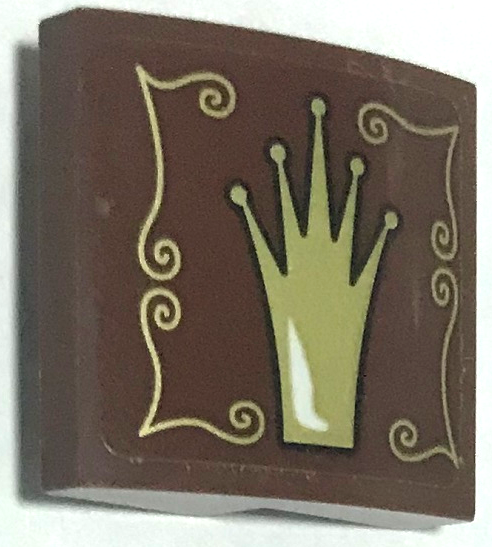 Slope, Curved 2 x 2 x 2/3 with Gold Crown and Scrollwork Pattern Model Left Side (Sticker) - Set 75826