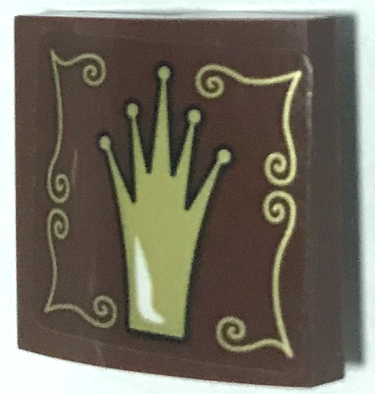 Slope, Curved 2 x 2 x 2/3 with Gold Crown and Scrollwork Pattern Model Right Side (Sticker) - Set 75826