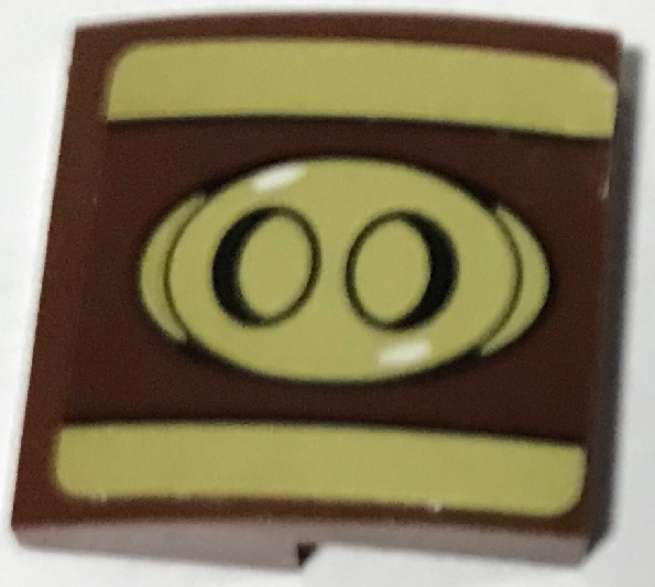 Slope, Curved 2 x 2 x 2/3 with Gold Stripes and Pig Snout with Black Nostrils and White Highlights Pattern Model Left Side (Sticker) - Set 75826