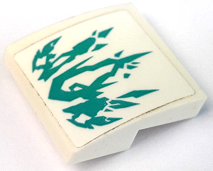 Slope, Curved 2 x 2 x 2/3 with Dark Turquoise Ice Crystals Pattern (Sticker) - Set 70679