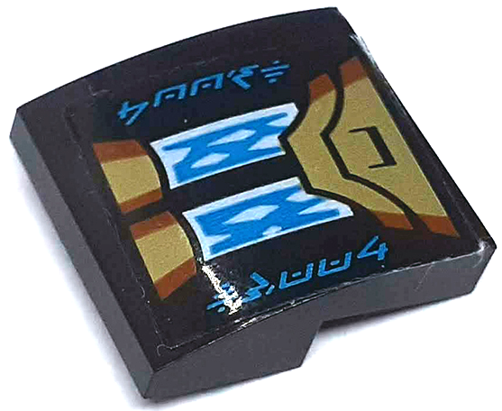 Slope, Curved 2 x 2 x 2/3 with Gold Armor Plates, Medium Azure Energy Bars and Ninjago Logogram 'BOOST' Pattern (Sticker) - Set 71770