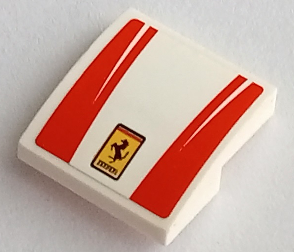Slope, Curved 2 x 2 x 2/3 with Ferrari Logo and Red Stripes Pattern (Sticker) - Set 75886
