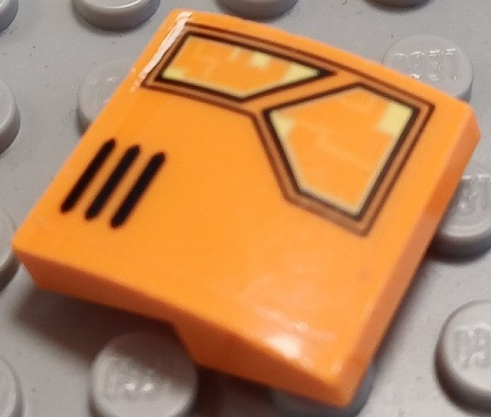 Slope, Curved 2 x 2 x 2/3 with Armor Plates and Black Air Vent Lines Pattern Model Left Side (Sticker) - Set 70357