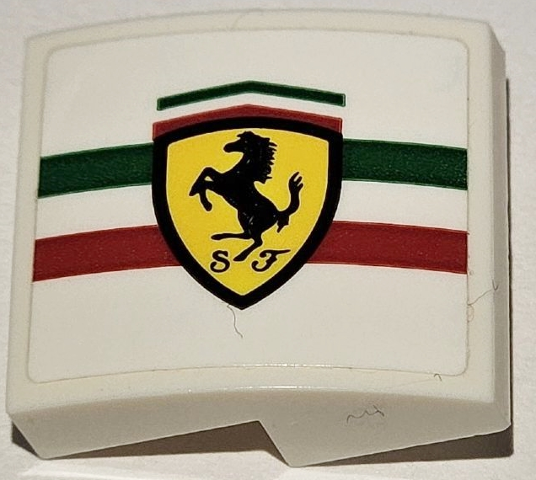 Slope, Curved 2 x 2 x 2/3 with Ferrari Logo on Green and Red Stripes Pattern Model Left Side (Sticker) - Set 75889
