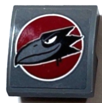 Slope, Curved 2 x 2 x 2/3 with Black Raven Head on Dark Red Circle Background Pattern (Sticker) - Set 60208