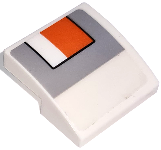 Slope, Curved 2 x 2 x 2/3 with Headlight and Blinker Light, Orange Rectangle with Black Outline on Light Bluish Gray Background Pattern Model Left Side (Sticker) - Set 76908