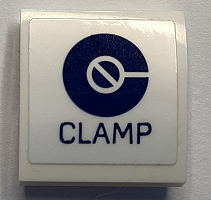 Slope, Curved 2 x 2 x 2/3 with Dark Blue 'CLAMP' Pattern (Sticker) - Set 60351