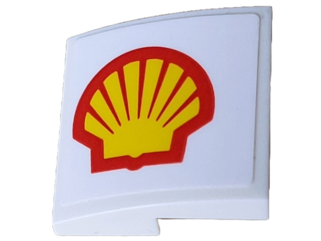 Slope, Curved 2 x 2 x 2/3 with Red and Yellow Shell Logo Pattern Model Left Side (Sticker) - Set 10330