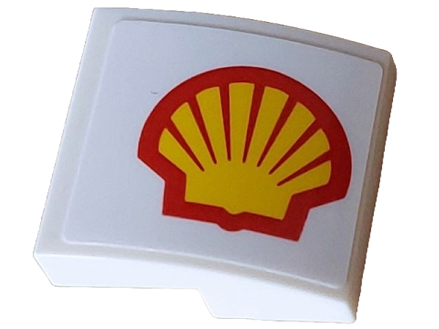 Slope, Curved 2 x 2 x 2/3 with Red and Yellow Shell Logo Pattern Model Right Side (Sticker) - Set 10330