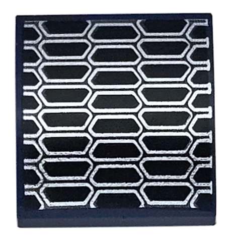 Slope, Curved 2 x 2 x 2/3 with Silver and Black Air Vent Grille Pattern