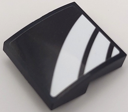 Slope, Curved 2 x 2 x 2/3 with 3 White Curved Stripes / Spider Legs (Venom) Pattern Model Right Side (Sticker) - Set 76115