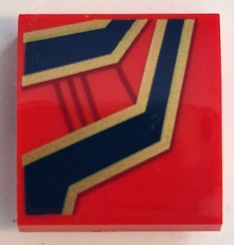 Slope, Curved 2 x 2 x 2/3 with Dark Blue and Gold Lines and Ornaments and Dark Red Spider Web Pattern Model Right Side