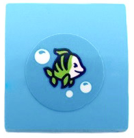 Slope, Curved 2 x 2 x 2/3 with Lime Fish and White Bubbles Pattern (Sticker) - Set 41428