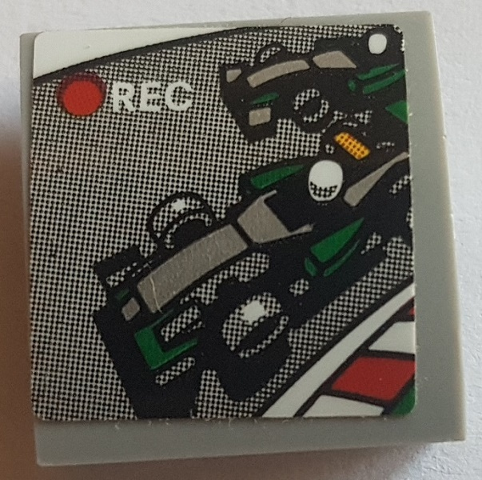 Slope, Curved 2 x 2 x 2/3 with Red Dot, White 'REC' and  Formula 1 Race Cars on Screen Pattern (Sticker) - Set 75883