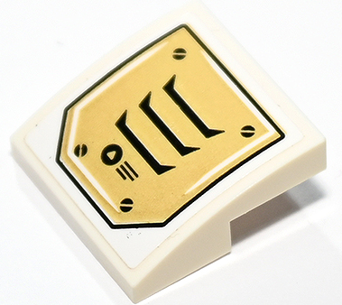 Slope, Curved 2 x 2 x 2/3 with Gold Air Vent, 4 Black Screws, Lines and Triangle on Circle Pattern (Sticker) - Set 70676