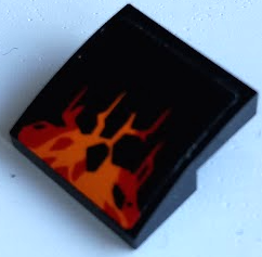 Slope, Curved 2 x 2 x 2/3 with Orange and Red Lava with Cracks Pattern (Sticker) - Set 70674