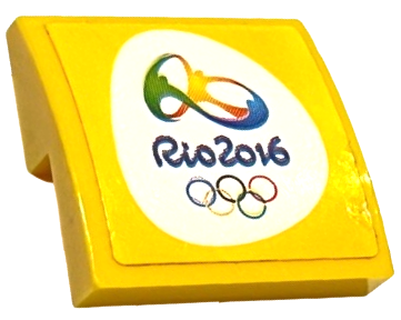 Slope, Curved 2 x 2 x 2/3 with Rio 2016 Olympics Logo and Rings Pattern (Sticker) - Set 40225