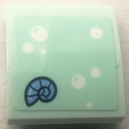 Slope, Curved 2 x 2 x 2/3 with White Bubbles and Medium Blue Shell Pattern (Sticker) - Set 41710