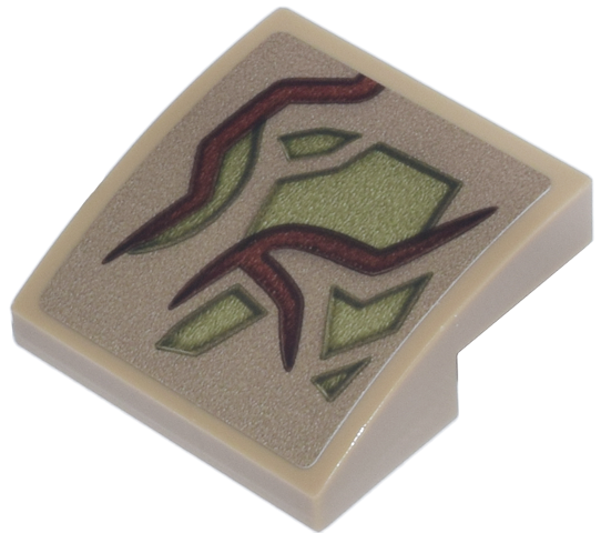 Slope, Curved 2 x 2 x 2/3 with Reddish Brown Vines and Olive Green Patches Pattern (Sticker) - Set 76297