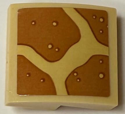 Slope, Curved 2 x 2 x 2/3 with Medium Nougat Stones and Dots Pattern (Sticker) - Set 43231