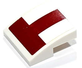 Slope, Curved 2 x 2 x 2/3 with Dark Red Inverted T-Shape Pattern (Sticker) - Sets 75191 / 75333