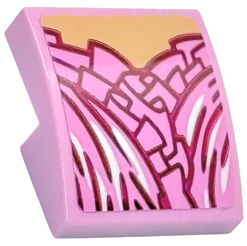 Slope, Curved 2 x 2 x 2/3 with Dress Top with Magenta and White Ruffles over Light Nougat Chest Pattern (Sticker) - Set 75682