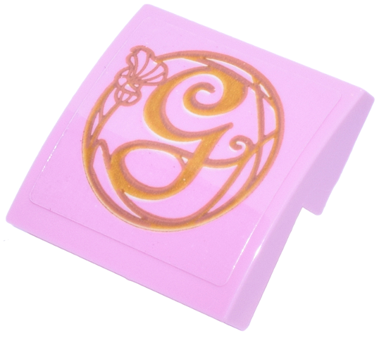 Slope, Curved 2 x 2 x 2/3 with Gold Script Capital Letter G (Glinda) and Flower Pattern (Sticker) - Set 75682