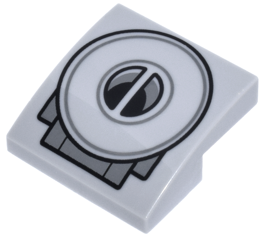 Slope, Curved 2 x 2 x 2/3 with SW Mandalorian N-1 Starfighter Engine Air Vent with Black and Dark Bluish Gray Concentric Circles Pattern