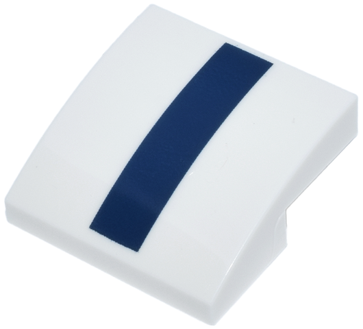 Slope, Curved 2 x 2 x 2/3 with Dark Blue Stripe Pattern (Shelby Cobra)