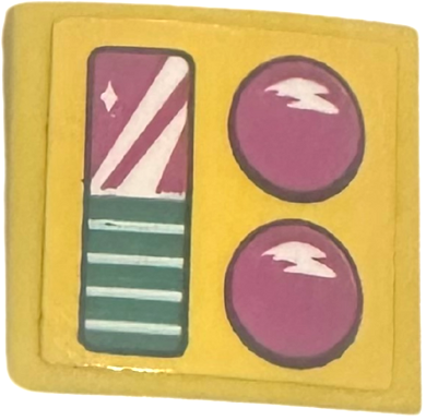 Slope, Curved 2 x 2 x 2/3 with Dark Turquoise and Magenta Brake Lights with White Reflections Pattern Model Left Side (Sticker) - Set 41681