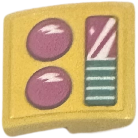 Slope, Curved 2 x 2 x 2/3 with Dark Turquoise and Magenta Brake Lights with White Reflections Pattern Model Right Side (Sticker) - Set 41681