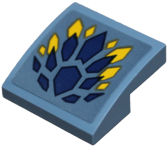 Slope, Curved 2 x 2 x 2/3 with Dark Blue and Bright Light Orange Scales Pattern (Sticker) - Set 71810