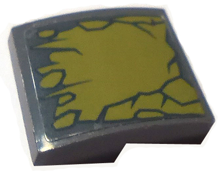 Slope, Curved 2 x 2 x 2/3 with Olive Green Cracked Rocks Pattern Model Left Side (Sticker) - Set 70658