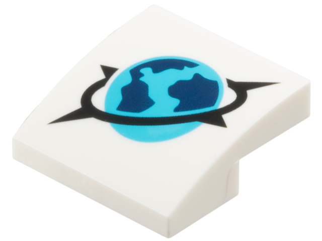 Slope, Curved 2 x 2 x 2/3 with Medium Azure, Dark Blue and Black Arctic Explorer Logo Pattern