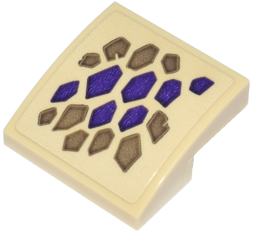 Slope, Curved 2 x 2 x 2/3 with Dark Purple and Dark Tan Dragon Scales Diagonal Arrangement Pattern (Sticker) - Set 71836
