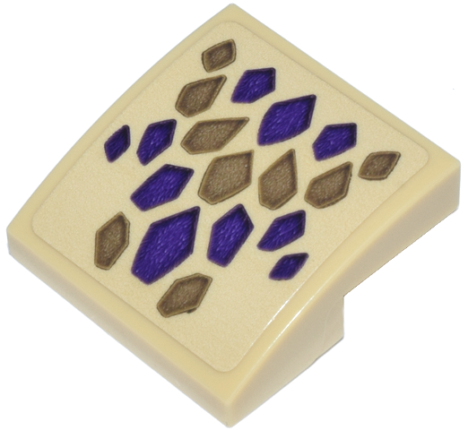 Slope, Curved 2 x 2 x 2/3 with Dark Purple and Dark Tan Dragon Scales Chevron Arrangement Pattern (Sticker) - Set 71836