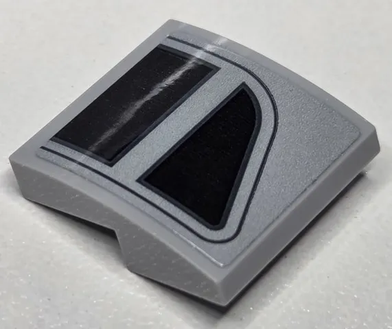 Slope, Curved 2 x 2 x 2/3 with Black Windows, Pointed and Rectangle with Thin Line Pattern Model Left Side (Sticker) - Set 75360