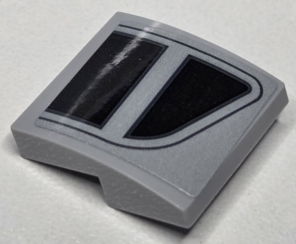 Slope, Curved 2 x 2 x 2/3 with Black Windows, Pointed and Rectangle with Thin Line Pattern Model Right Side (Sticker) - Set 75360