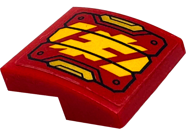Slope, Curved 2 x 2 x 2/3 with Bright Light Orange Ninjago Logogram Letter K and Gold Armor Plates with Black Outlines Pattern (Sticker) - Set 71830