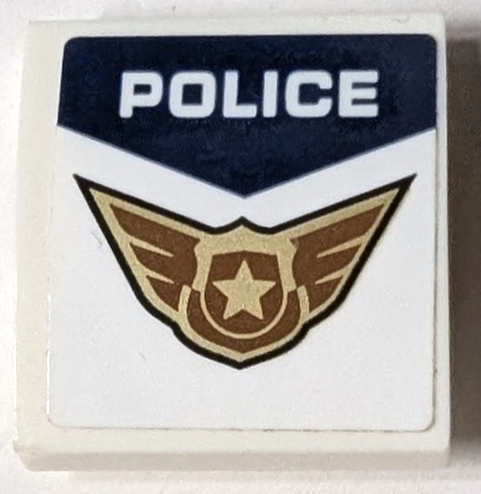 Slope, Curved 2 x 2 x 2/3 with 'POLICE' and Gold Badge with Wings Pattern (Sticker) - Set 60209